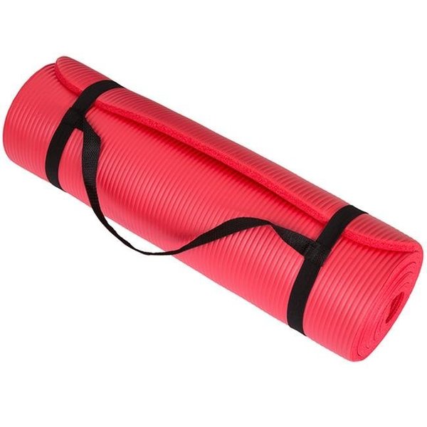 Wakeman Wakeman 80-5134-RED Non Slip Comfort Foam Durable Extra Thick Yoga Mat for Fitness; Pilates & Workout with Carrying Strap - Red 80-5134-RED